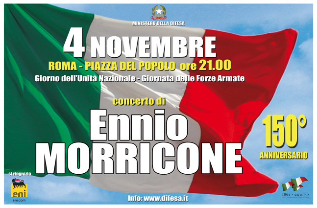 Roma, Piazza del Popolo/ 4 Novembre. Ennio Morricone in&nbsp;Concerto