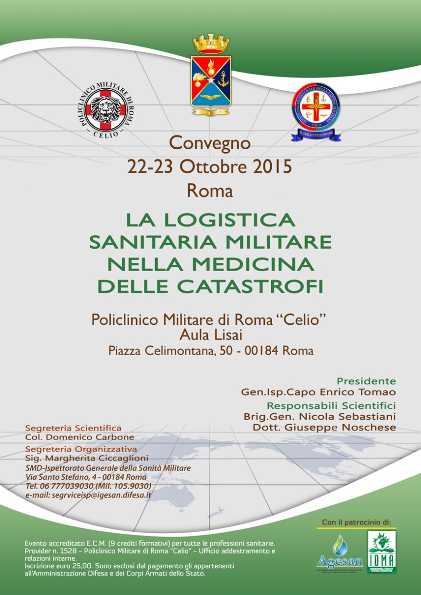 Roma/ Un convegno  su “La logistica militare nella medicina delle&nbsp;catastrofi”